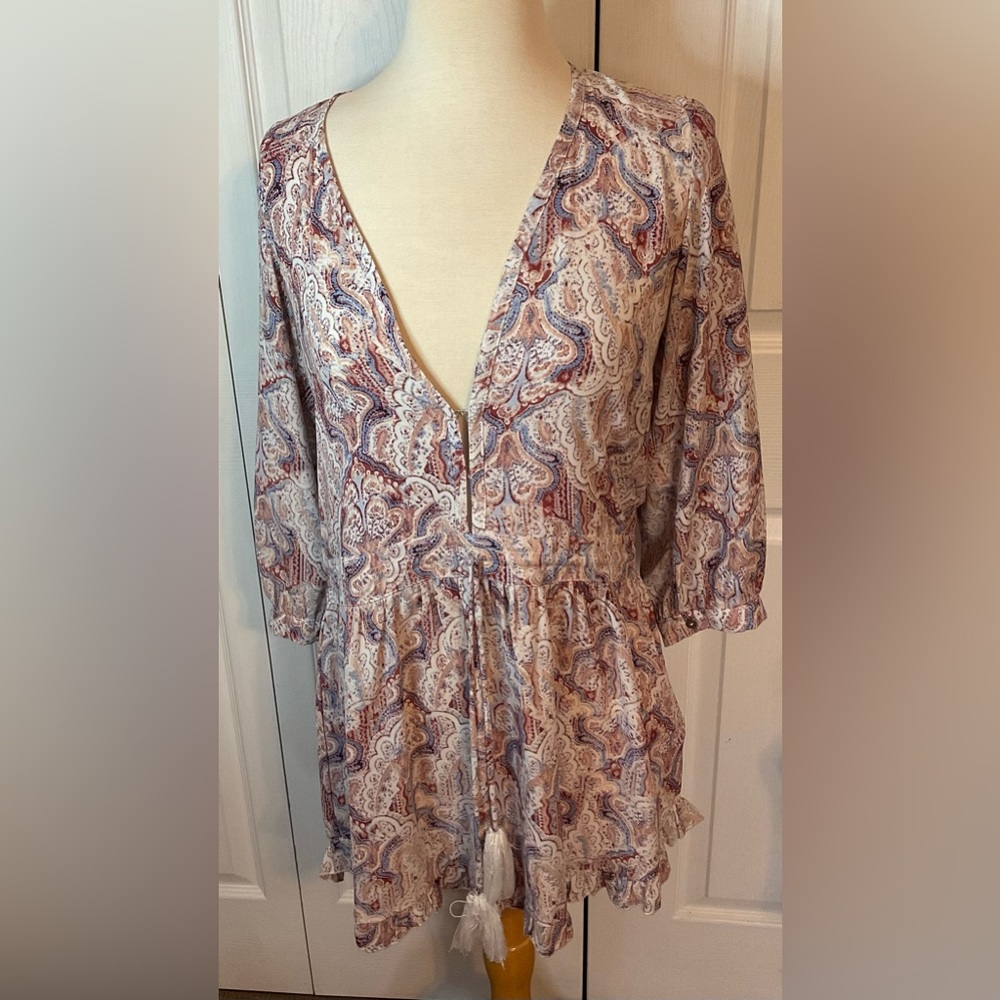 Olivaceous‎ Coverup Tunic Blouse Paisley Medium